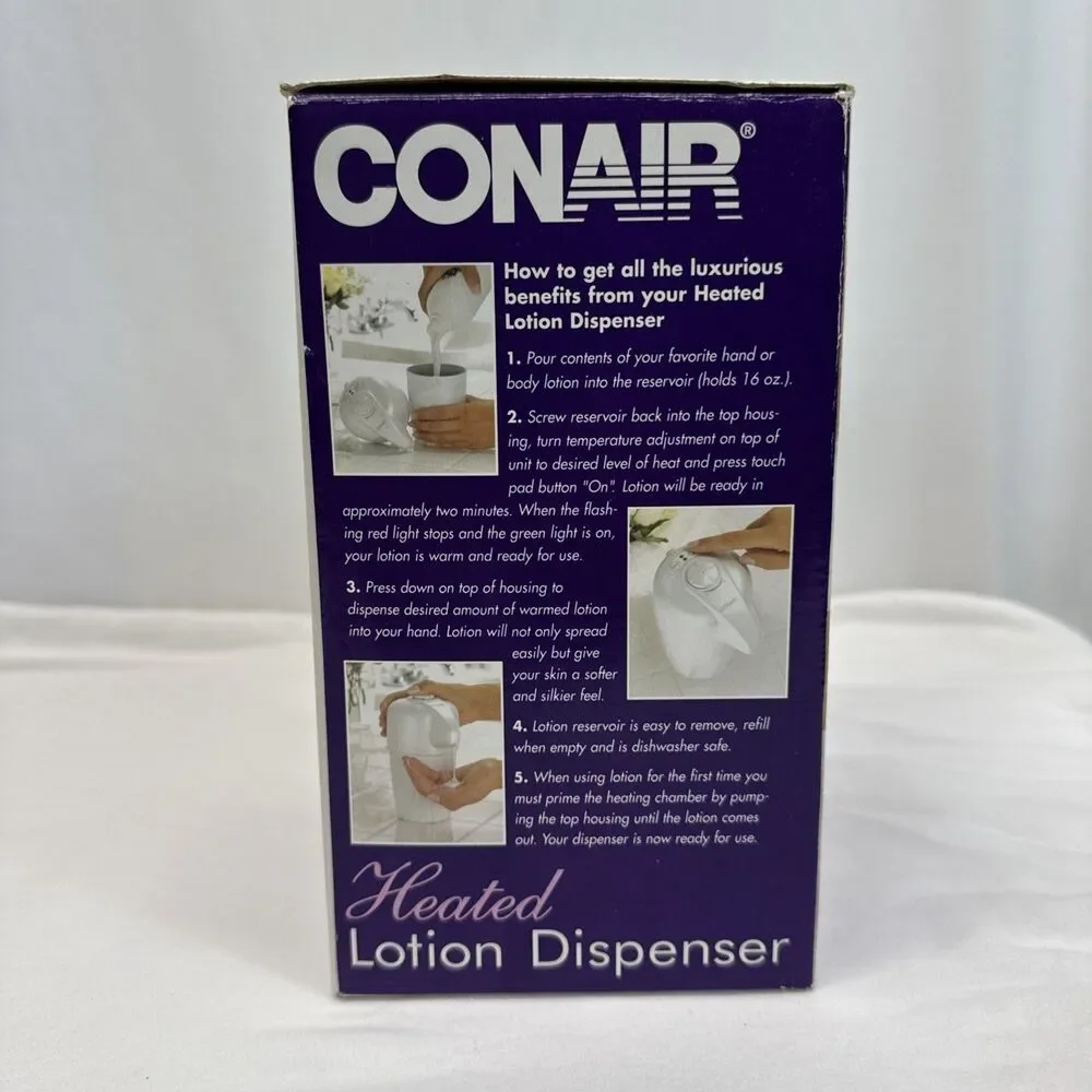 NEW Conair Heated Lotion Dispenser Warmer HLD20P Pearl White 16 oz Variable Heat